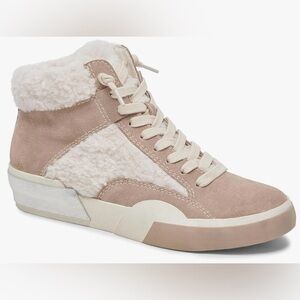 Dolce Vita Zilvia Faux Shearling High Top Women's Sneakers Taupe Sz 8.5